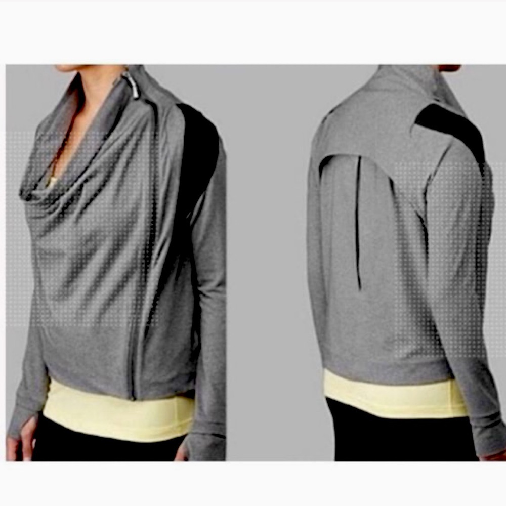 Lululemon Sway Cotton French Terry Asymmetrical Jacket Moto Gray Zip Sweatshirt